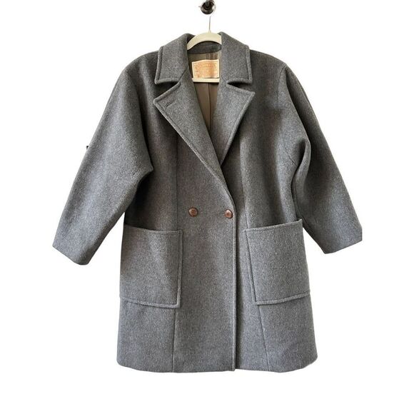 Pendleton Vintage Oversized Buttoned Virgin Wool Trench Coat Womens Gray Size - Picture 1 of 6